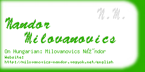 nandor milovanovics business card